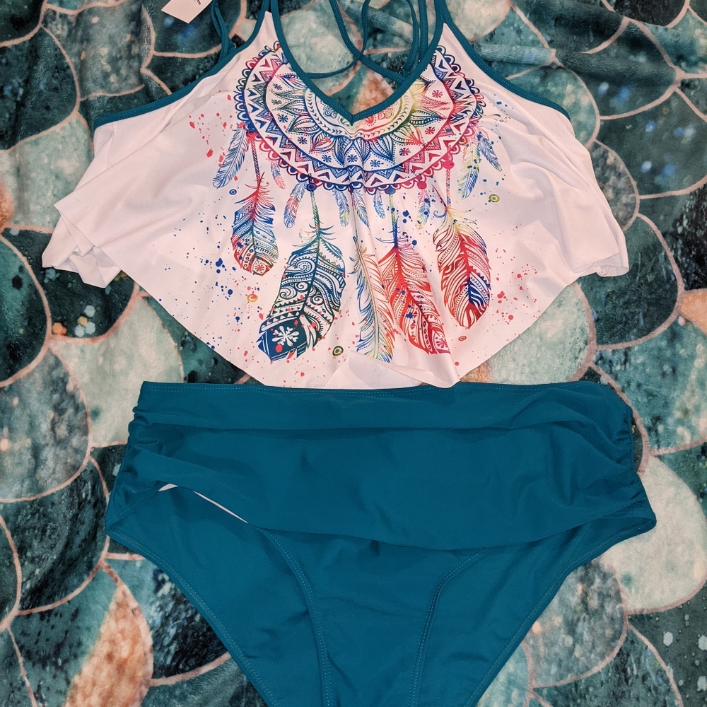 Rosegal Flounce top bathing suit